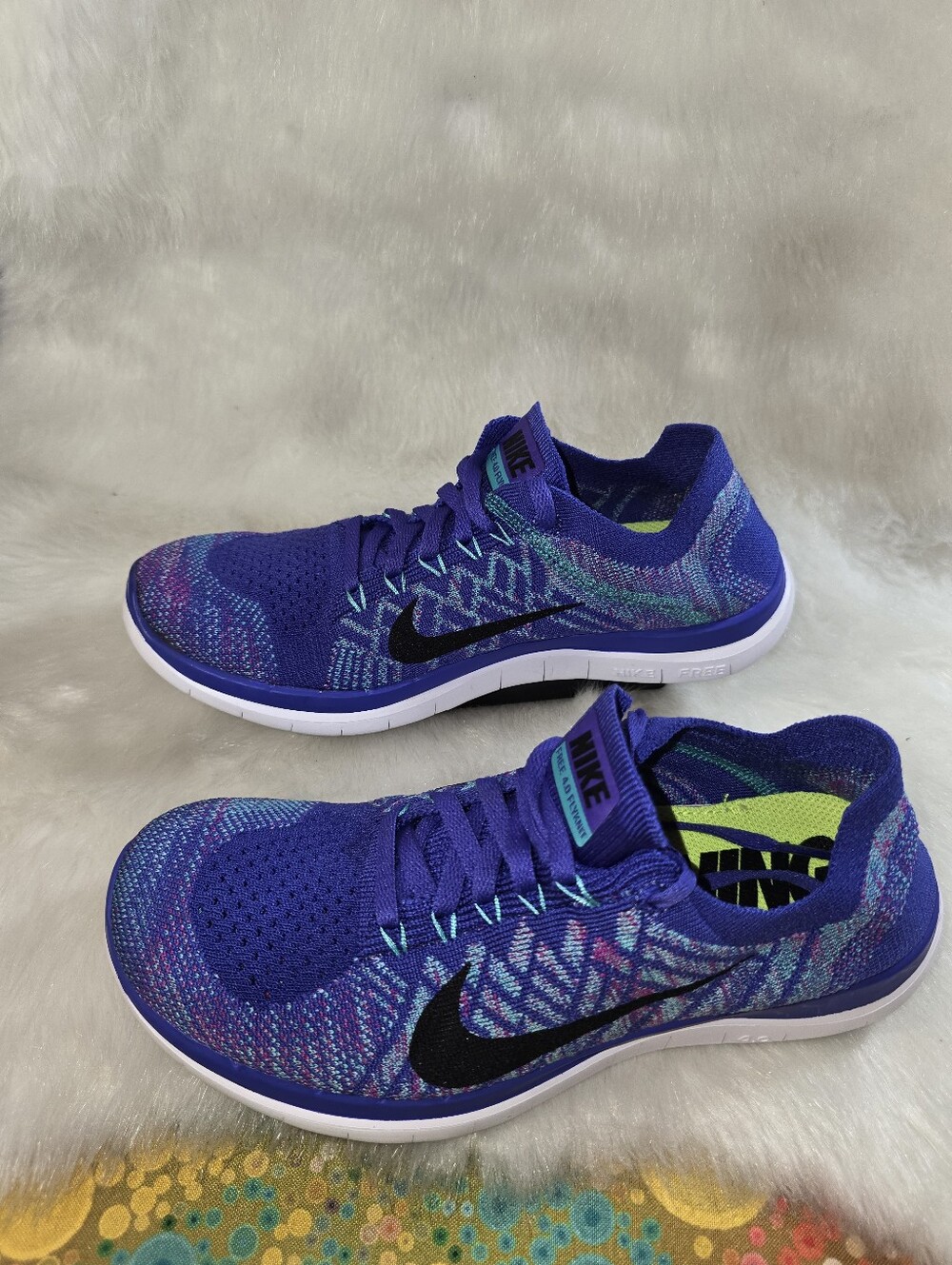 Nike Free 4.0 Flyknit Women's Purple/Aqua Running Shoes - Picture 4 of 11
